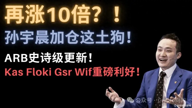 孙宇晨加仓土狗币，ARB Kas是有益的 Sol Floki、WIF，市场风云变幻！